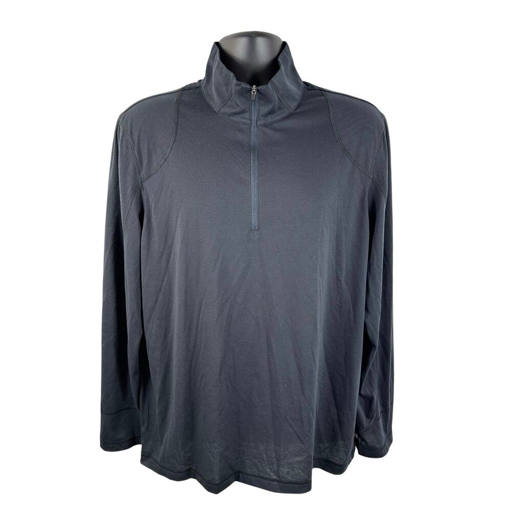 Toad & Co Mens Pullover Onrush Raglan LS Crew Black 1/4 Zip Lightweight Size XL